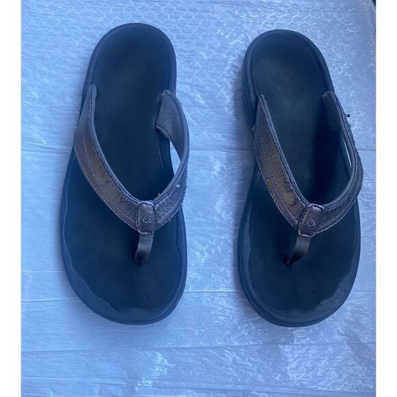 Olukai Women’s Metallic Gray Flip Flop Sz 9 US - Picture 4 of 9